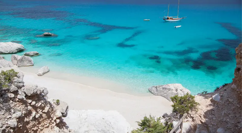 White sand beach and turquoise shallows at Santa Maria, La Maddalena